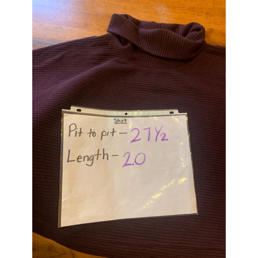 90 degree Top XL Maroon Burgundy Turtleneck Crop Drop Shoulder Stripe Texture - Picture 6 of 8